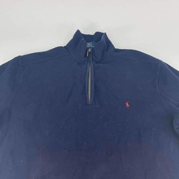 VTG Polo Ralph Lauren 1/4 Zip Pullover Size XL Navy Blue Sweater sweatshirt - Picture 3 of 10